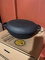 Казан 8л, Ø34см,вага 9,79кг, чавунний узбецький WOK, кришка-сковор. чавун (Т405СР)