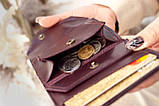 Маленький жіночий гаманець з тисненням Соняхи бордовий Марсала, фото 6