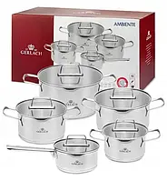 Набір каструль 10 предметів із неіржавкої сталі Gerlach Ambiente (5901035504400)