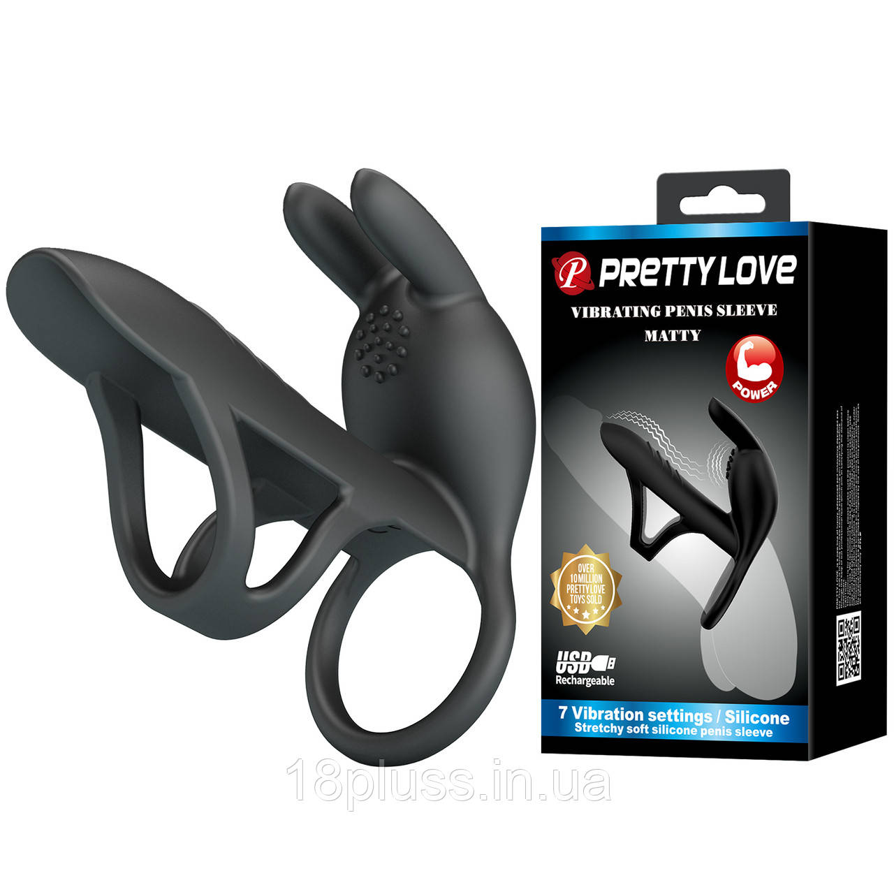 Вібруюча насадка на член з 7 режимами вібрації Pretty Love Matty Vibrating Penis Sleeve, фото 1