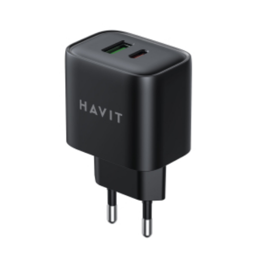 Зарядний пристрій мережевий USB/Type-C 20W чорний Havit HV-UCP014, фото 1