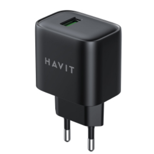 Зарядний пристрій мережевий USB QC 18 W чорний Havit HV-UCY001, фото 1