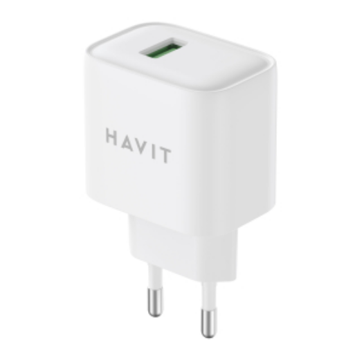Зарядний пристрій мережевий USB QC 18 W білий Havit HV-UCY001, фото 1