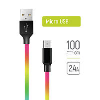 Кабель USB MicroUSB ColorWay CW-CBUM017-MC 2,4A 1м різнокольоровий, фото 4