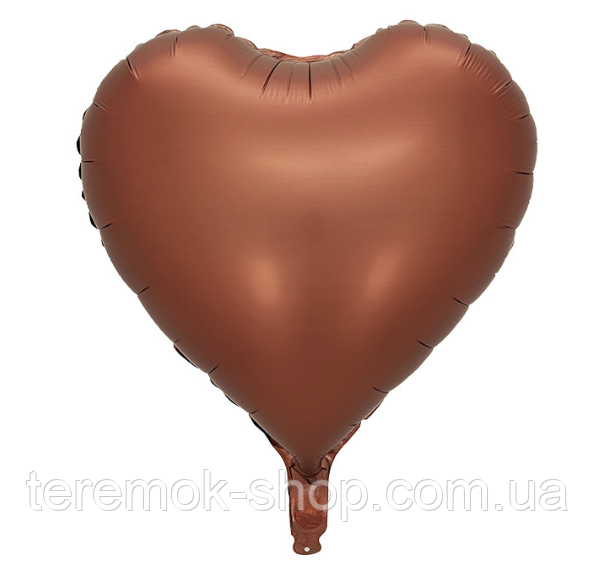 Куля фольгована серце шоколад матовий 45 см 18, фото 1