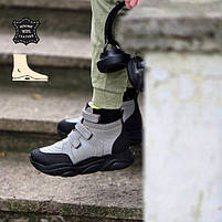 Дитячі зимові сірі шкіряні ортопедичні черевики з супінатором 27 розмір, фото 3