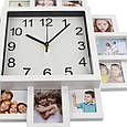 Настінний годинник з фоторамками для 12 фото 2-в-1 “Family Moments” 38.5*38.5 білий 9007, фото 3