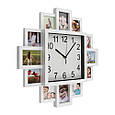 Настінний годинник з фоторамками для 12 фото 2-в-1 “Family Moments” 38.5*38.5 білий 9007, фото 4