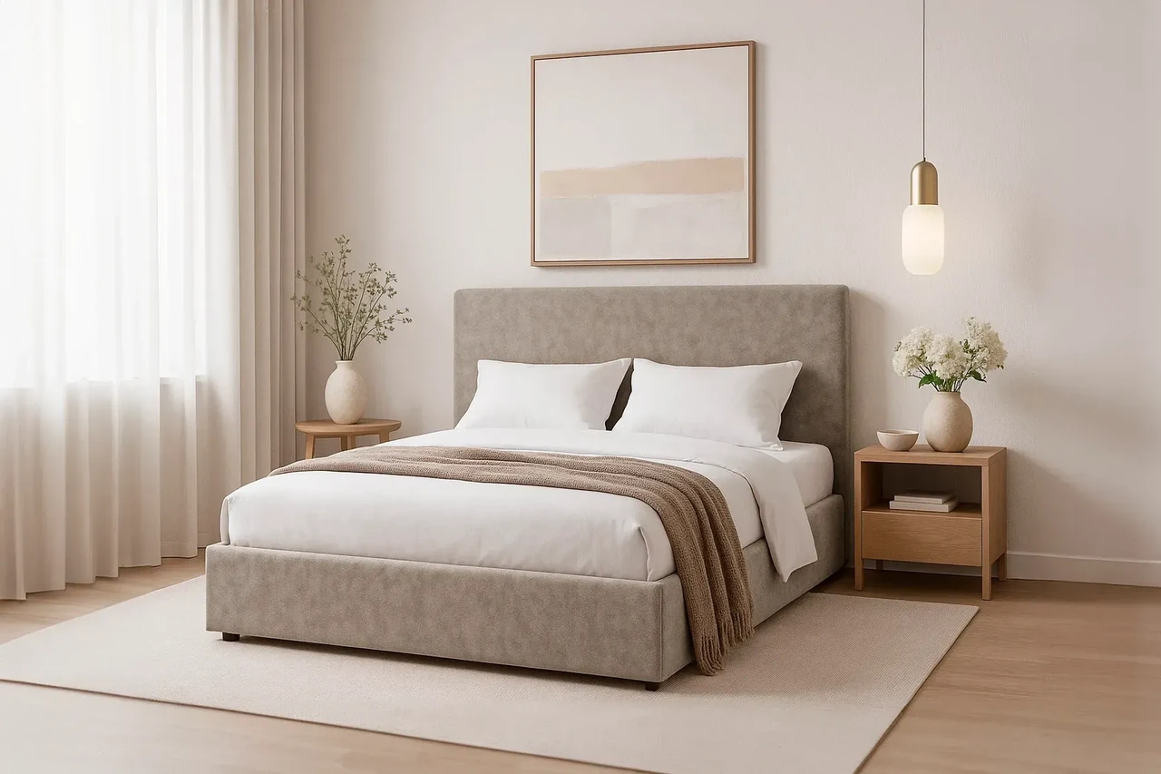 Ліжко двоспальне Лаванда 140-160-180 (стандарт) рогожка бежеве, фото 1