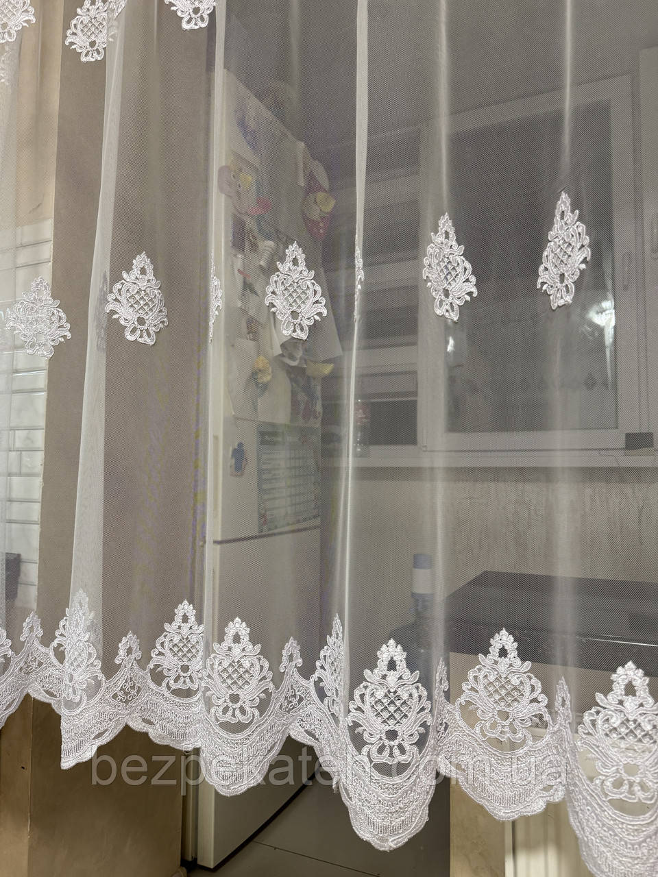 Коротка тюль 1.80 м. Готова тюль на кухню до підвіконня, фото 1