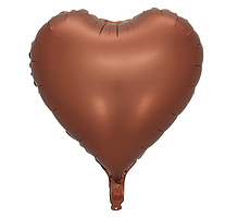 Куля серце шоколад фольговане матове 45 см 18"