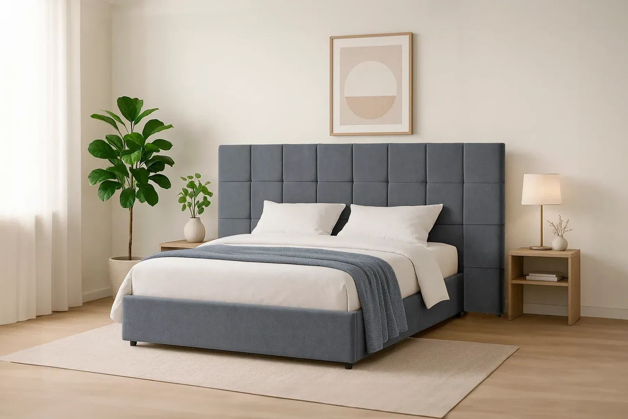 Ліжко двоспальне Гортензія 140-160-180 (стандарт) рогожка джинс, фото 1