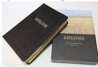 Подарункова Біблія, синодальний переклад, 17х25 см, шкіра, індекси, золото, в коробці.