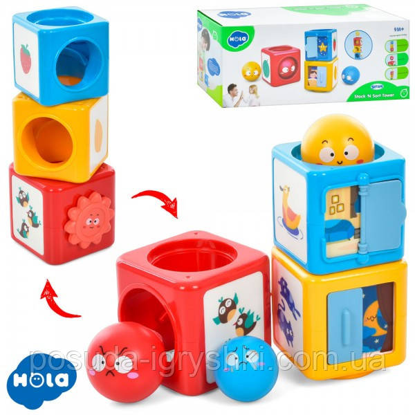 Сортер E7991 вивчення кольорів, фруктів, тварин, в коробці, 25-10-10,5см, фото 1