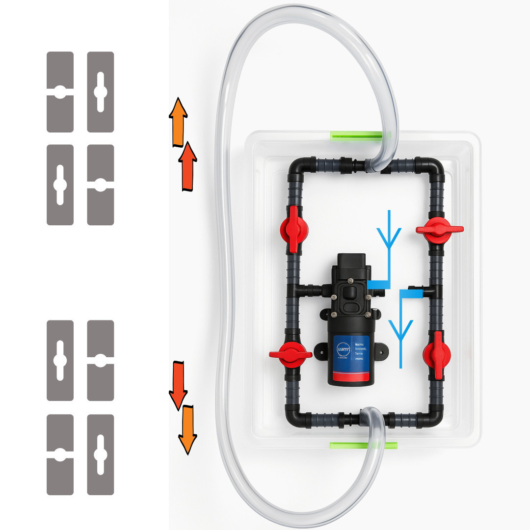 Установка для промивання теплообмінників, з перемиканням напрямку промивки, насос 3.8 л/хв