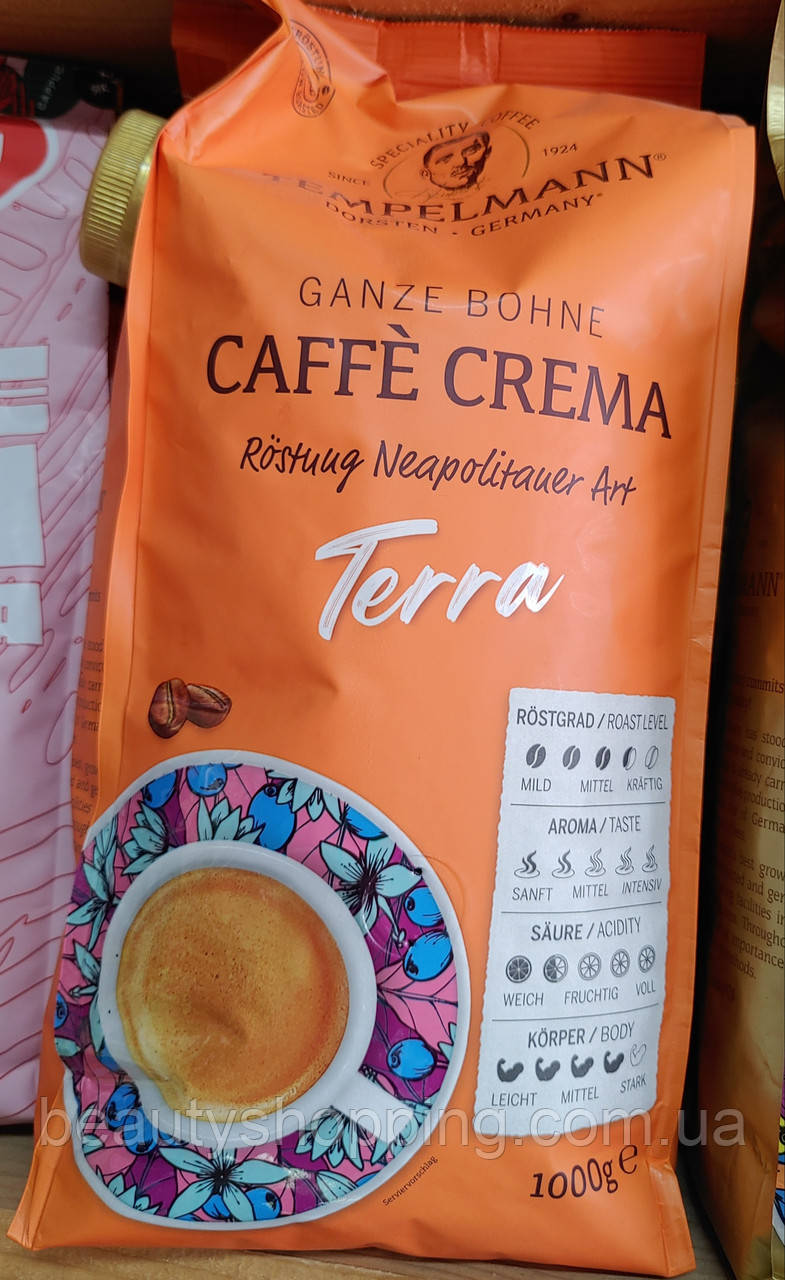 Кава в зернах Tempelmann Terra Caffe Crema rostung neapolitauer art 1 кг Німеччина