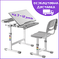 Зростаючі Шкільні Парти і Стільці FunDesk Cantare Grey, Стіл-Парта Трансформер для Школярів та Дошкільнят