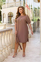 Бежева однотонна сукня великого розміру Розміри: 46-48, 50-52, 54-56, 58-60, 62-64, 66-68, фото 3