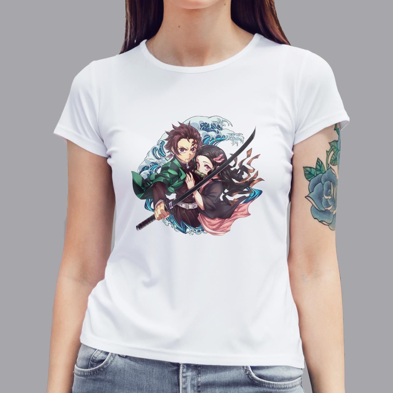Жіноча футболка Клинок, який знищує демонів / Demon Slayer, біла, фото 1