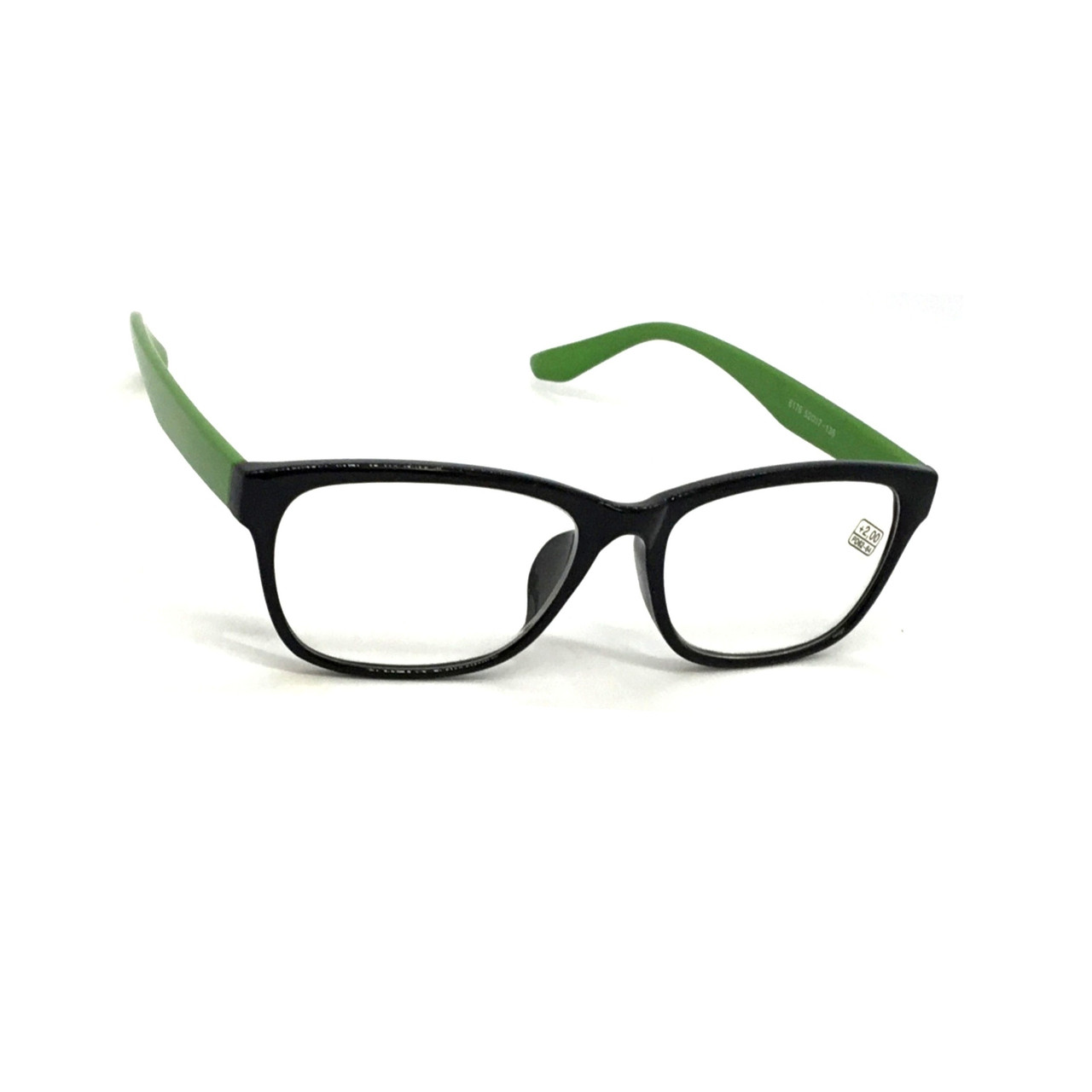 Пластикові окуляри 6176 чорно-зелені