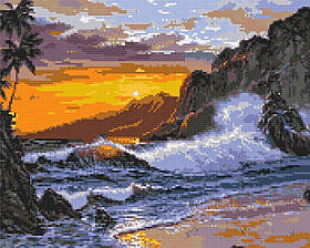 Алмазна мозаїка/вишивка Море на заході сонця. Пейзаж 40*50 см Орігамі OD 365