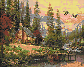 Алмазна мозаїка/вишивка Мисливський будиночок. Пейзаж 40*50 см Орігамі OD 1831