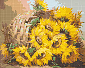 Алмазна мозаїка/вишивка Соняшники у кошику. Квіти 40*50 см Орігамі OD 3027