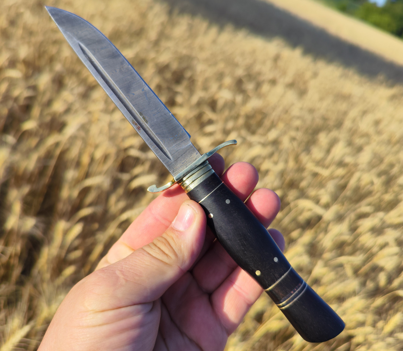 Ніж фінка з дамаської сталі НКВС-3 темне дерево ручна робота, фото 1