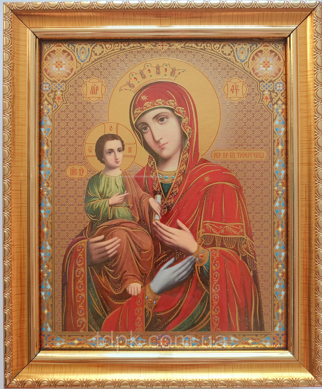 Ікона Пресвятої Богородиці Троєручиця 17 х 20 см., фото 1