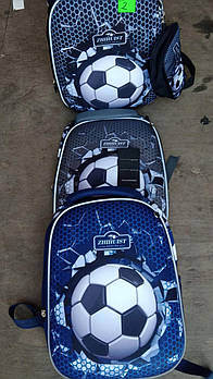 Рюкзак сірий шкільний міський з пеналом і щільною спинкою принт М'яч Lju