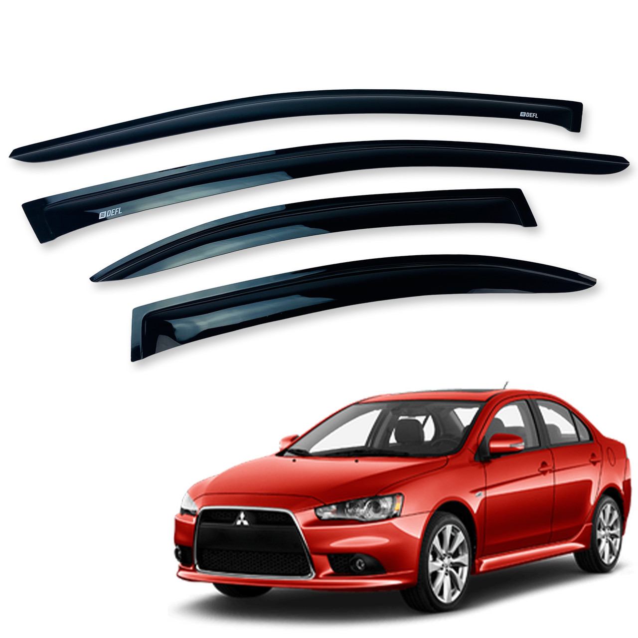 Вітровики для Mitsubishi Lancer 10 2007+ (Defl) Q2, фото 1