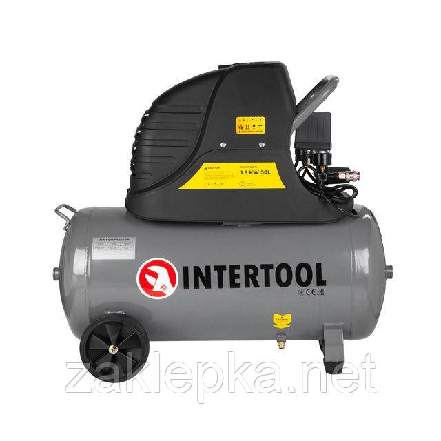 Компресор 50л, 1.5 кВт, 220 В, 8 aтм, 206 л/хв. INTERTOOL PT-0003