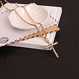 Кулон підвіска хрест Домініка Торетто в золотому кольорі з ланцюжком із фільму форсаж, фото 3