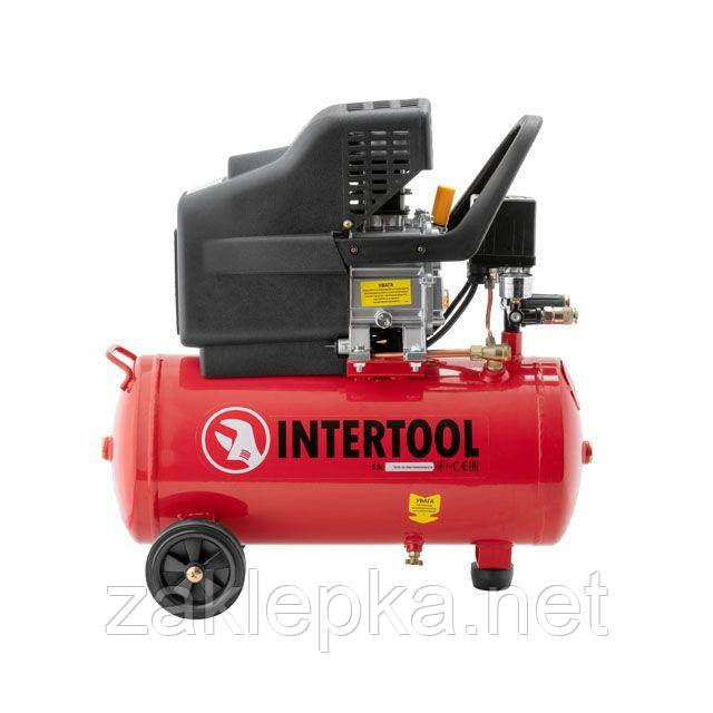 Компресор 24 л, 1.2 кВт, 220 В, 8 атм, 205 л/хв INTERTOOL PT-0020