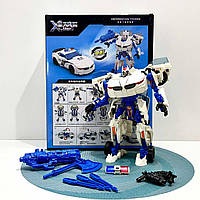 Робот-трансформер машинка 24см з аксесуарами Біло-синій (JJ707A-B-C)