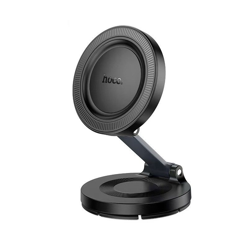Автотримач для телефона HOCO H61 Show folding ring magnetic car holder (dashboard) Black Metal Gray, фото 1