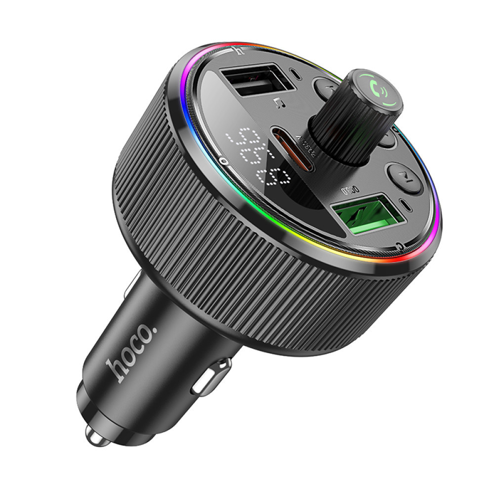 АЗП з FM-модулятором HOCO E82 Guerrero PD30W+QC3.0 car BT FM transmitter Black, фото 1