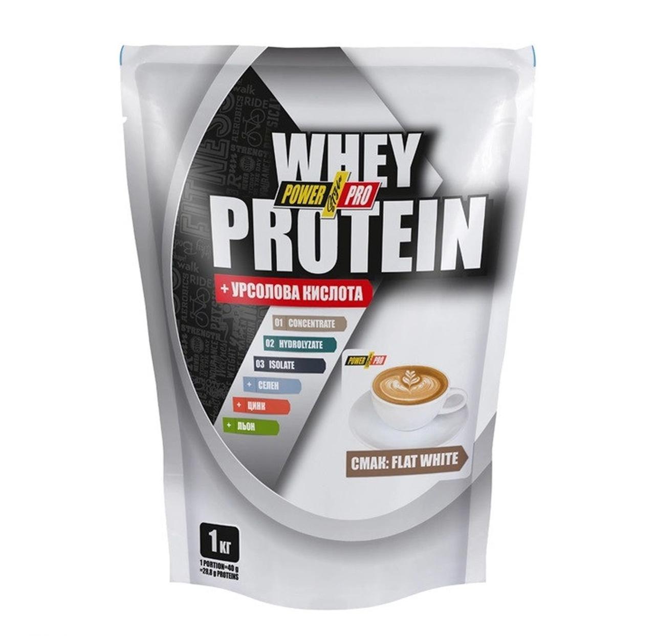 Протеїн Power Pro Whey Protein Flat White+ урсолова кислота, 1000 г, фото 1