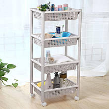 Багатофункціональна полиця-органайзер F02-126-4 на колесиках, 4-секційна, Світло-сірий (1142)