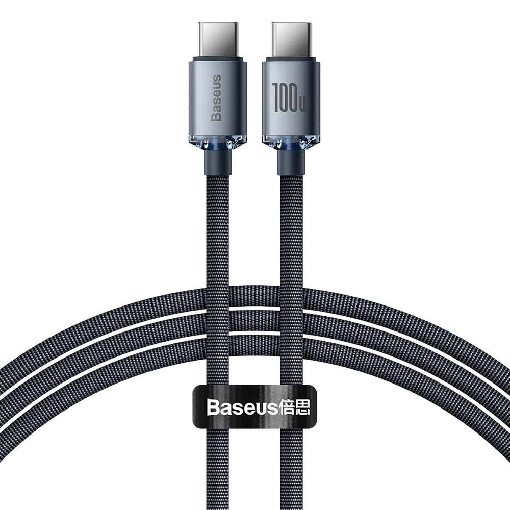 Кабель Baseus Crystal Shine Series Fast Charging Data Cable Type-C to Type-C 100W 2m Black, фото 1