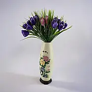 Керамічна ваза з півоніями та каліграфією, 26 см, фото 3