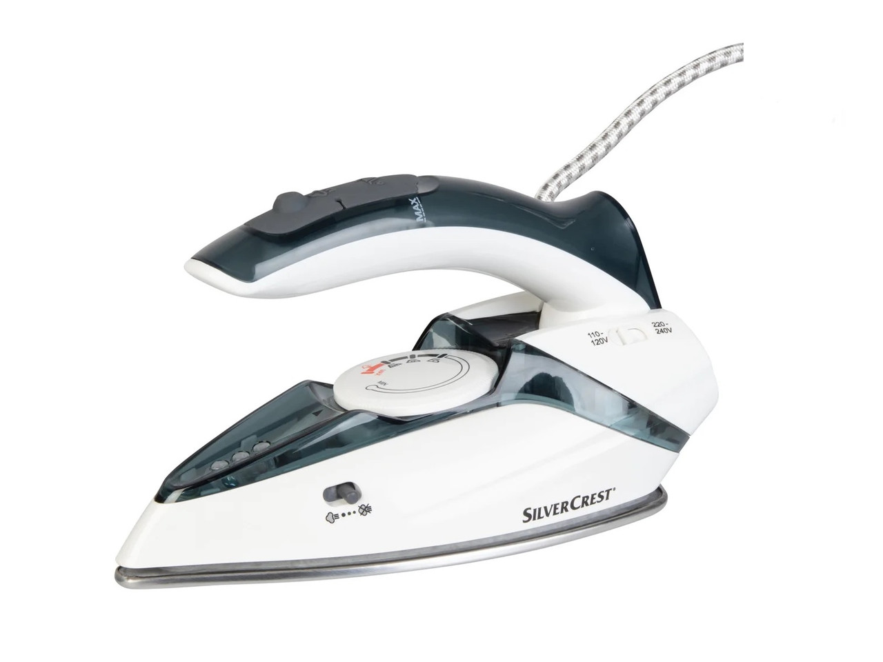 Праска дорожня Silver Crest SDBRK 1000 A1, для сухого і парового прасування, 1100 Вт, Білий/Бірюза