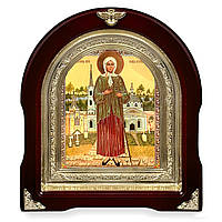 Ікона Свята Блаженна Ксинія 584ська, лік 15х18 см, у темному дерев'яному кіоті, арка