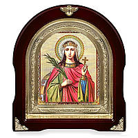 Ікона свята Великочениця Катерина, лік 15х18 см, у темному дерев'яному кіоті, арка