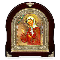Ікона Свята Блаженна Матрона Московська, лік 15х18 см, у темному дерев'яному кіоті, арка