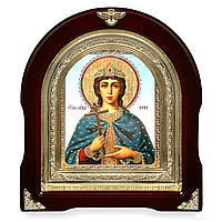 Ікона Свята Великочениця Ірина, лік 15х18 см, у темному дерев'яному кіоті, арка
