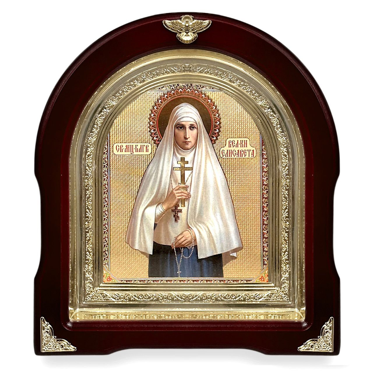 Ікона Свята борошня велика княгіна Силія, лік 15х18 см, у темному дерев'яному кіоті, арка, фото 1