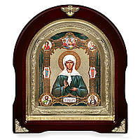 Ікона Свята Блаженна Матрона Московська, лик 15х18 см, у темному дерев'яному кіоті, арка