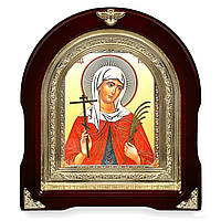 Ікона Валентина свята мучениця, лик 15х18 см, у темному дерев'яному кіоті, арка