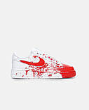 Білі кросівки чоловічі Air Force 1 Low ‘Custom Blood Демісезонні Найк аїр Форс 1, фото 8